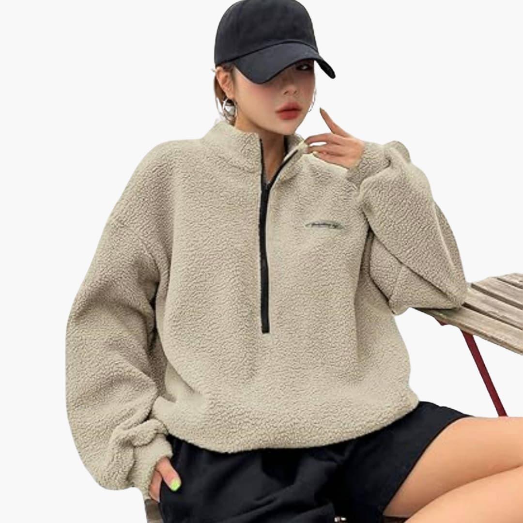 Dama Washington Elowen women's sweatshirt with half-zip and textured surface - view 3