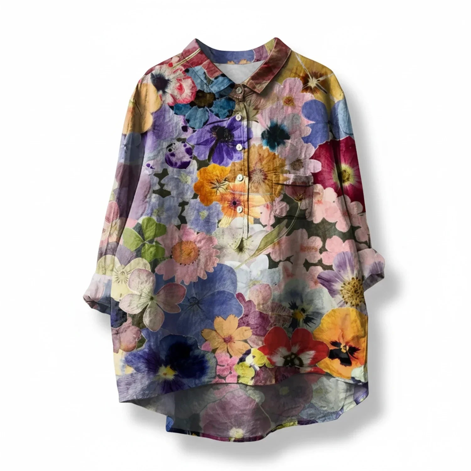 Sage | Women's Floral Print Button Down Shirt Green