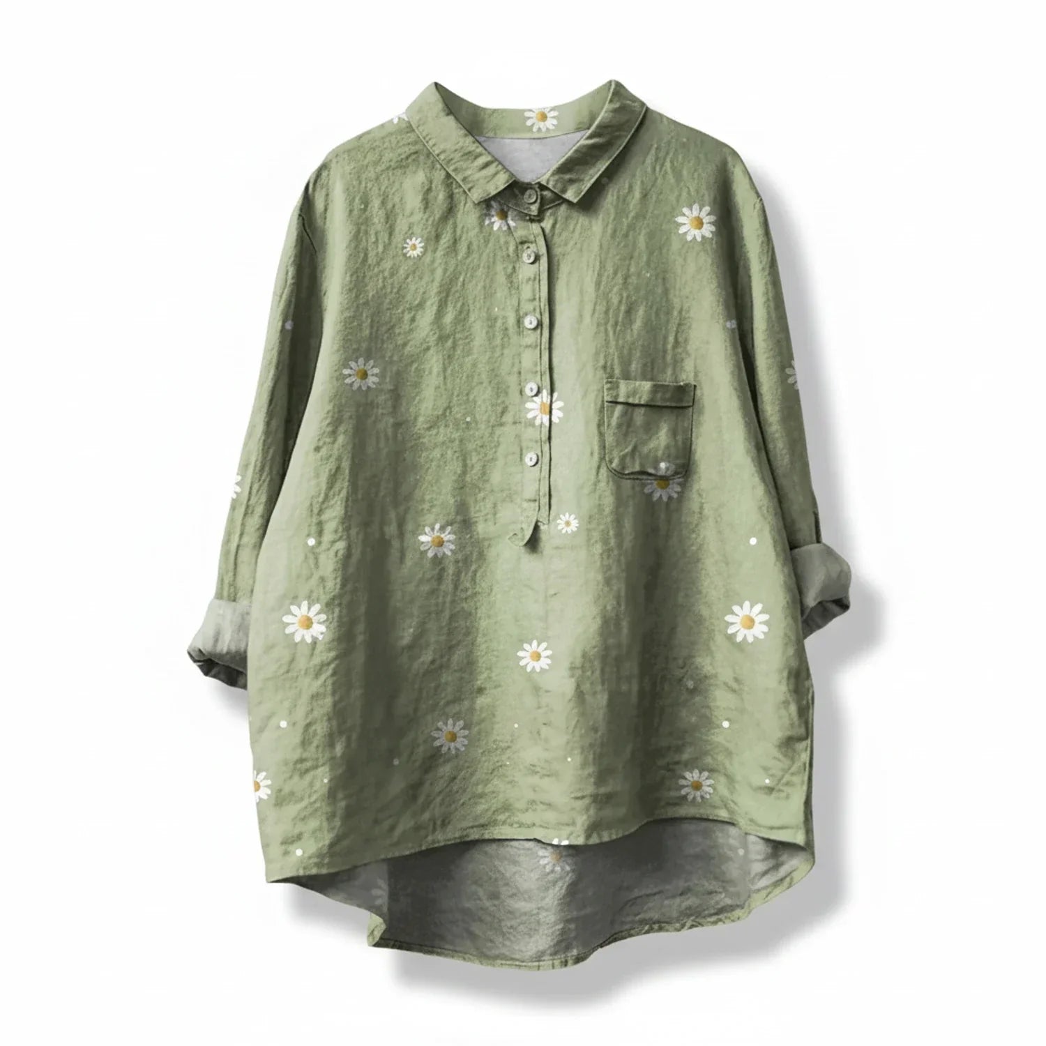 Sage | Women's Floral Print Button Down Shirt Green