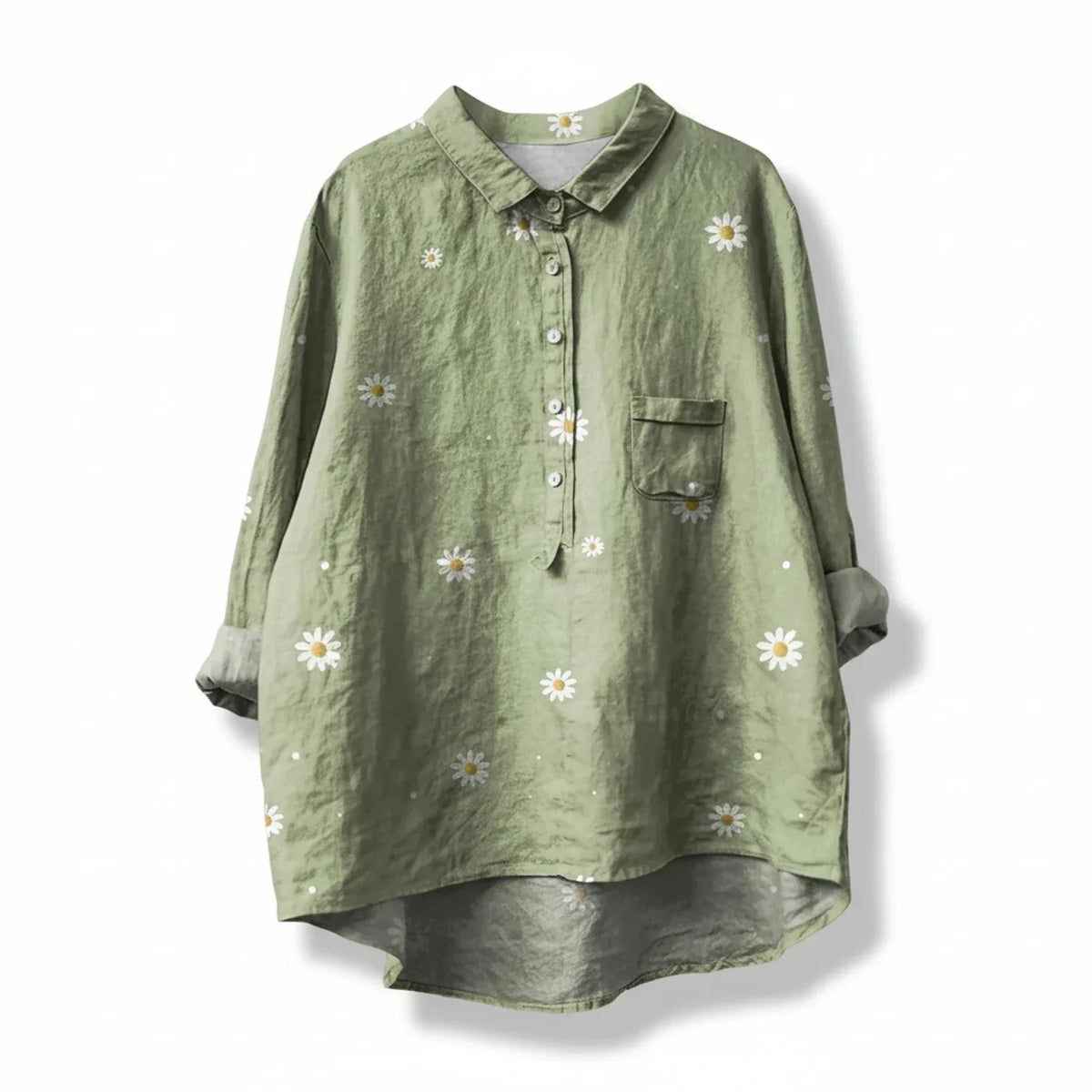 Dama Washington Sage women's floral print button down shirt green - view 4