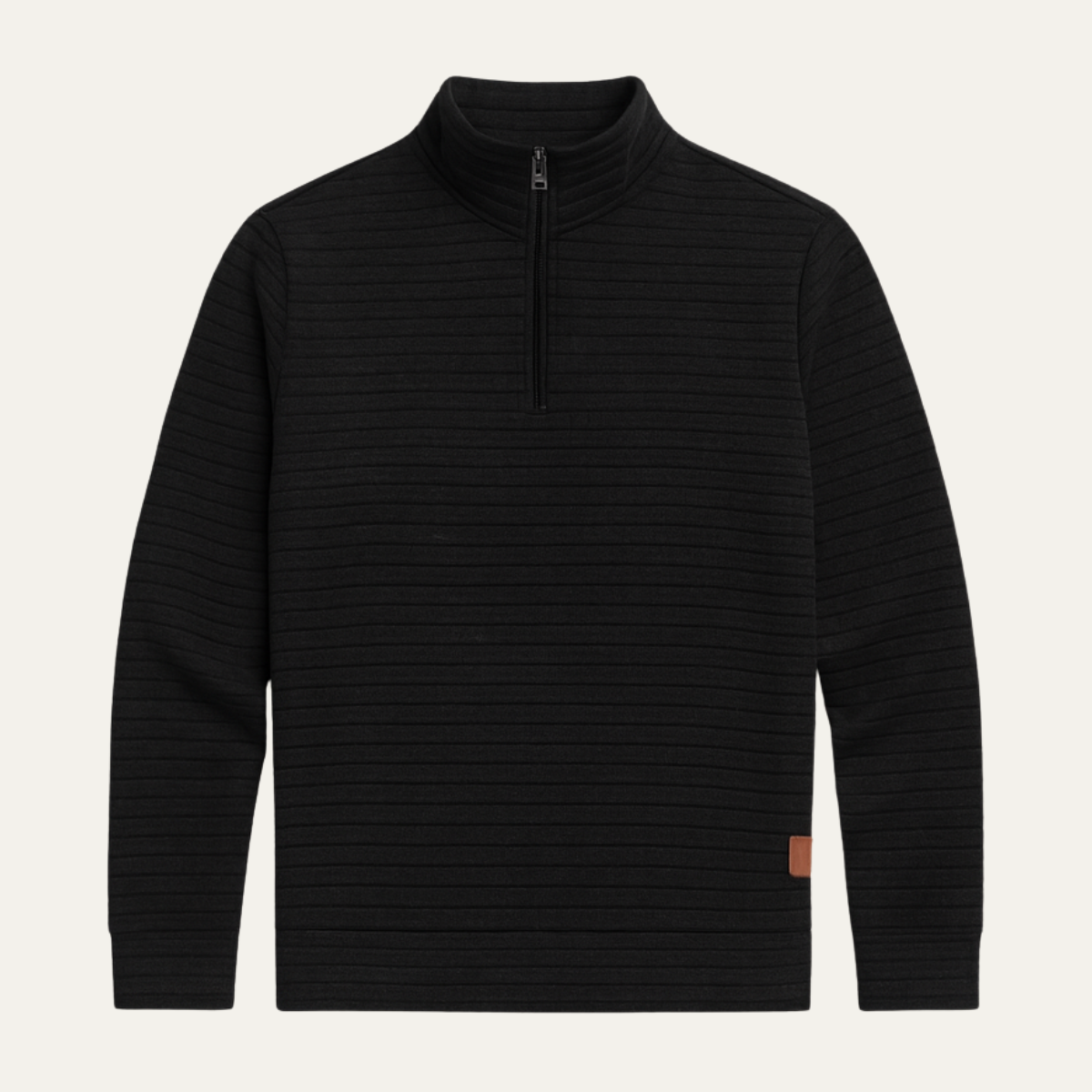 Beau | Men's Quarter Zip Sweater Black Heathered Textured