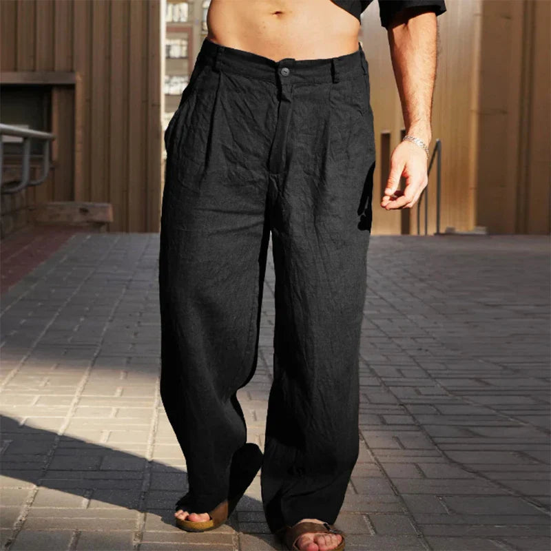Omar | Men's Relaxed Linen Pants Brown