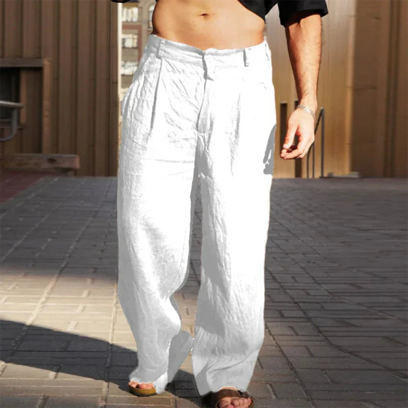 Omar | Men's Relaxed Linen Pants Brown
