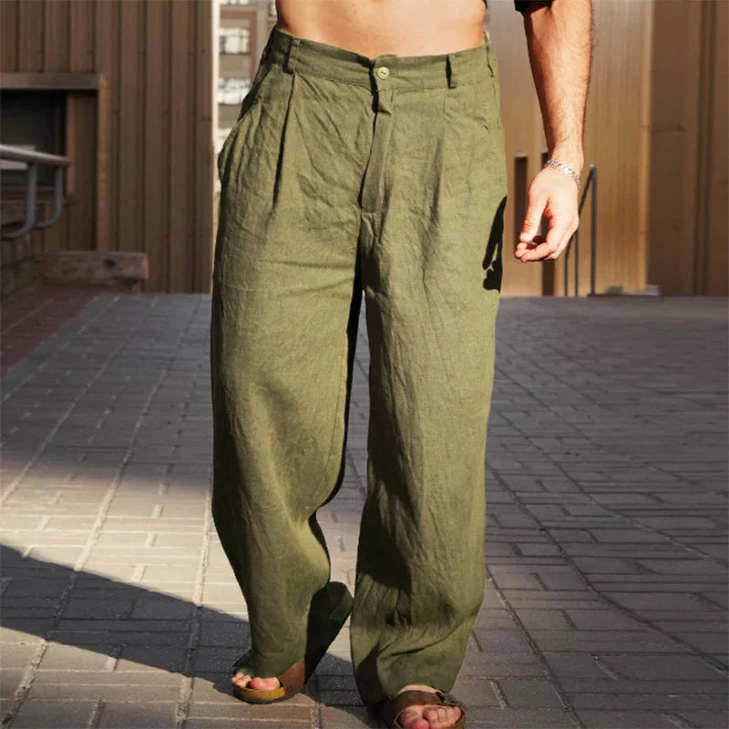 Omar | Men's Relaxed Linen Pants Brown