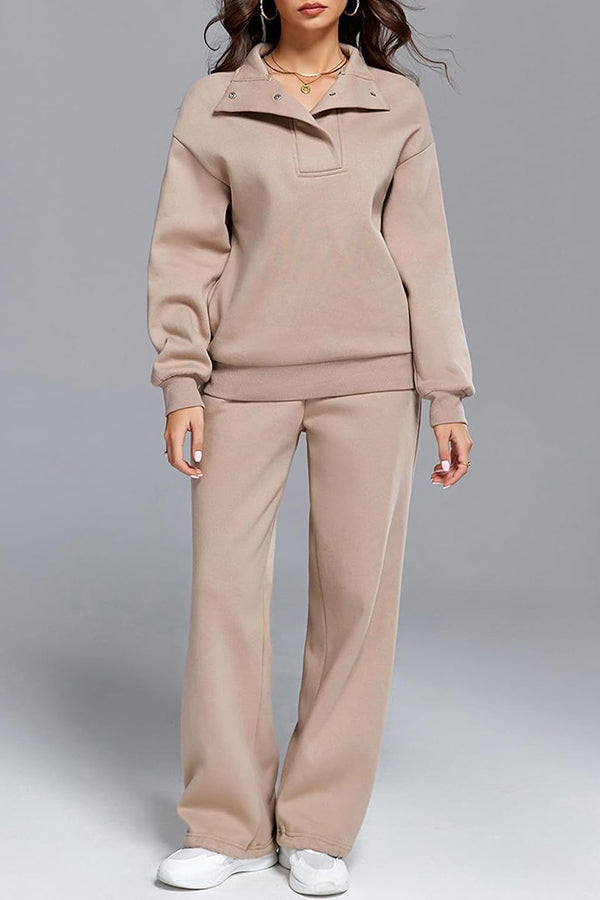 Ada | Women's Sweat Set Cream Oversized Quarter Zip