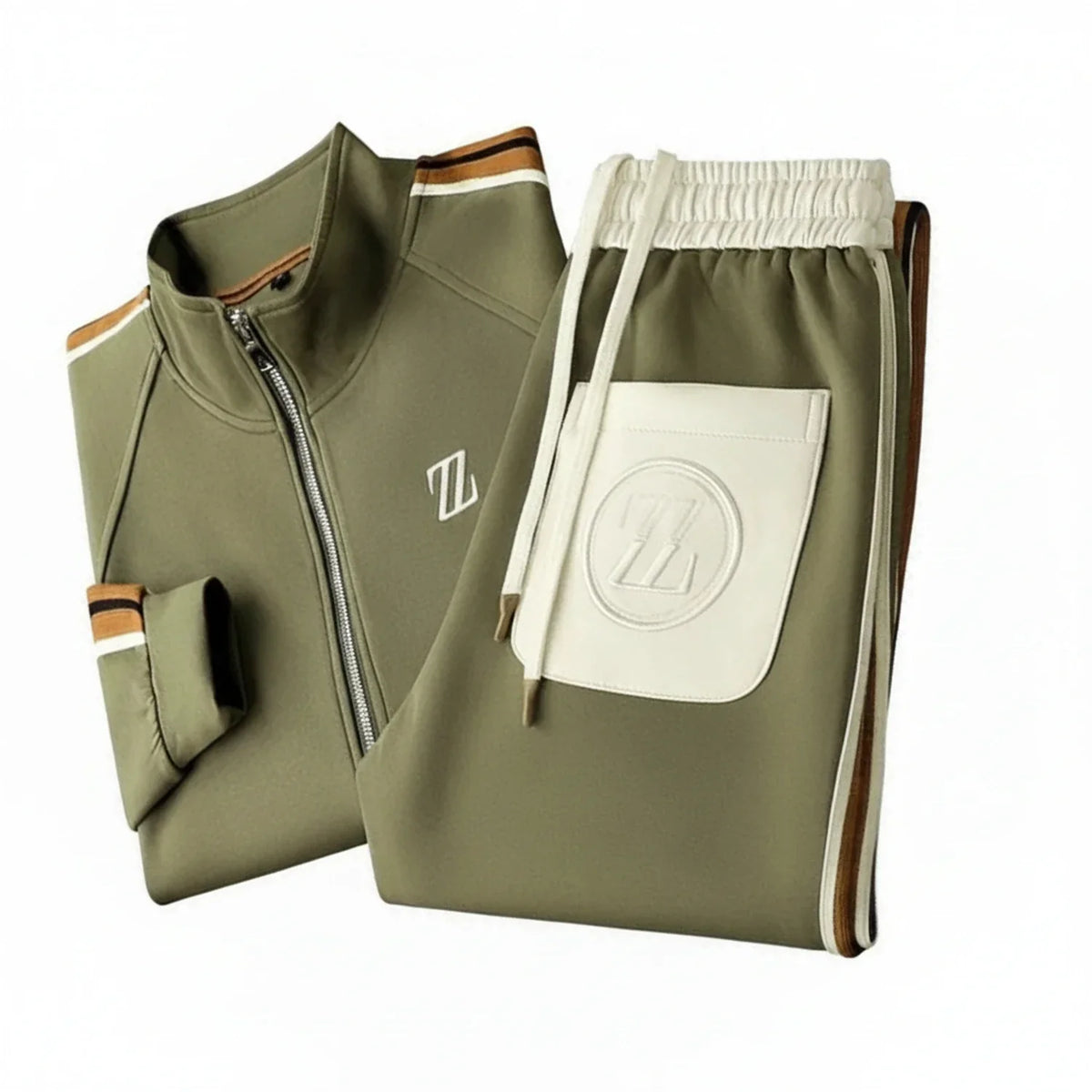 Dama Washington Vance men's tracksuit brown zip up jacket jogger set - view 6